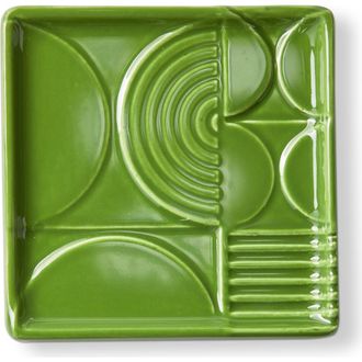 Tag Olive Earthenware Knoll Square Trinket Dish Decorative Box 4.5 x 4.5 x 0.5 in in Green at Nordstrom