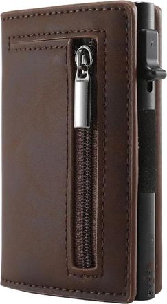 Generic Mens Ultra Thin Leather Wallet with Automatic Card Ejection & Metal Money Clip - Slim Design for Easy Carry(Coffee)