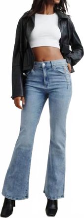 LE JEAN Studded Farrah Flare Jeans In Blue Heaven