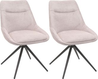 Hhg Hhg - Lote De 2 Sillas De Comedor 066, Silla De Cocina Sill&oacute;n Silla, Giratoria Autoposicionable Metal Tela/textil, Crema-beige