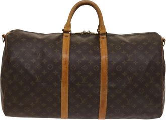 Louis Vuitton Keepall Bandouliere 55 Brown Canvas Travel Bag (Pre-Owned)