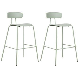 Beliani Set di 2 sedie da bar Sgabelli da bar altezza banco Seduta in plastica Gambe in metallo Verde Chiaro Sibley