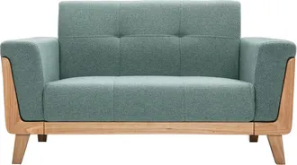 Miliboo Miliboo - Sof&aacute; N&oacute;rdico 2 Plazas De Tela Verde Gris&aacute;ceo Y Madera Clara Fjord