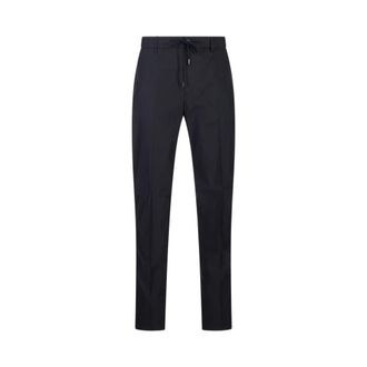 PESERICO Drawstring Poplin Jogger Trousers - male - Peserico - Slim-fit Trousers - Blue - 3XL - Trousers