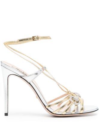 Gucci 110mm Horsebit leather sandals - women - Calf Leather/Calf Leather/Calf Leather - 38.5 - Silver