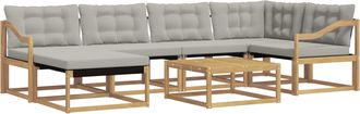 vidaXL Conjunto De Sof&aacute;s De Exterior 7 Uds. Blanco Y Gris Claro Vidaxl