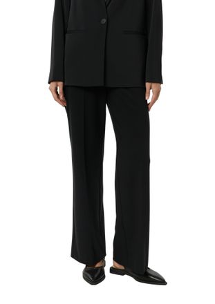 Comma Bundfaltenhose COMMA, Damen, Gr. 38, N-Gr, schwarz, Web, Obermaterial: 50% Viskose, 42% Polyamid, 8% Elasthan, unifarben, normal lang, Hosen Bundfalte