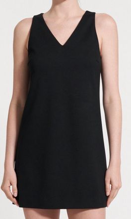 Theory V-Neck Shift Mini Dress In Black
