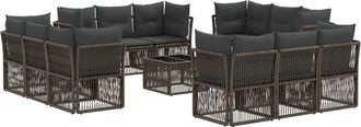 vidaXL Conjunto De Sof&aacute;s De Jard&iacute;n 13 Uds. Gris Rat&aacute;n Sint&eacute;tico Vidaxl