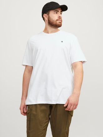 Jack & Jones Plus Size T-Shirt JJEPAULOS TEE SS CREW NECK NOOS PLS, Herren, Gr. 4XL, weiss (wei&szlig;), Jersey, Obermaterial: 100% Baumwolle, JACK & JONES PLUSSIZE, unifarben, Ba