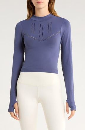 90 Degree by Reflex Porsha Seamless Long Sleeve Activewear Top in Blue Indigo at Nordstrom Rack, Size Small