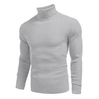 Generic QIFLY Mens Thick Warm Cotton Regular Fit Roll Polo Turtle Neck Jumper Pullover Top Mens Turtleneck Jumpers Men Jumper for Winter Turtleneck Slim Fit P