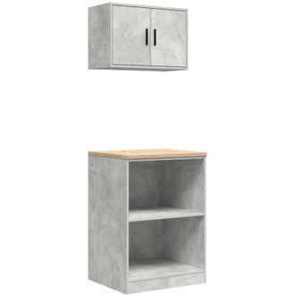 vidaXL Garage Cabinets 2 pcs Concrete Grey Engineered Wood Vidaxl