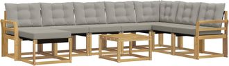 vidaXL Conjunto De Sof&aacute;s De Exterior 9 Uds. Blanco Y Gris Claro Vidaxl