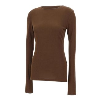 Entire studios Long Sleeve Tops, female, Brown, Size: XS Sheer Long Sleeve