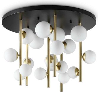Ideal Lux Ideal Lux - Perlage 18 Light Globe Ceiling Light Brass, White Glass Shade