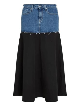 Karl Lagerfeld Midi Skirt with Denim-Effect Waist