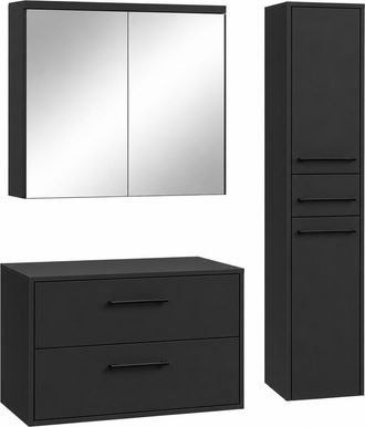 Badplaats Badplaats Set Mueble Bajo Lavabo Florence 80 X 46 Cm - Negro Mat
