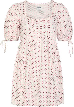 Damson Madder Meri Polka-dot Ruffled Cotton-poplin Mini Dress - White - 10 (UK10 / S)