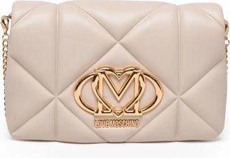 Love Moschino White Quilted Clip Closure Polyurethane Shoulder Bag