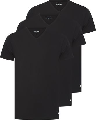 G-Star V-Shirt G-STAR SPRUCE, 3 PACK V-NECK SLEEP SHIRTS, Herren, Gr. M, schwarz, Jersey, Obermaterial: 50% Baumwolle, 45% Modal, 5% Elasthan, unifarben, reg
