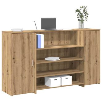 Berkfield Home Reception Desk Artisan Oak 180x50x103.5 cm Engineered Wood in Brown