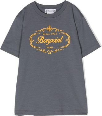 BONPOINT logo print short-sleeve T-shirt - kids - Cotton - 10 - Grey
