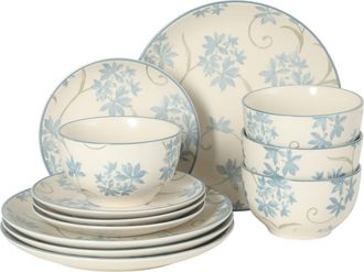 Gibson Home Admiral Hall 12-Piece Matte Stoneware Dinnerware Set in Blue at Nordstrom