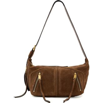 AllSaints Jean Rey Suede Shoulder Bag in Sugar Brown at Nordstrom