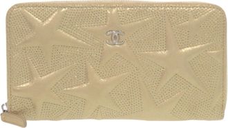 Chanel Gold Leather Long Wallet (Bi-Fold) (Pre-Owned)