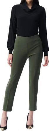 Joseph Ribkoff Split Hem Classic Straight Leg Pant In Green