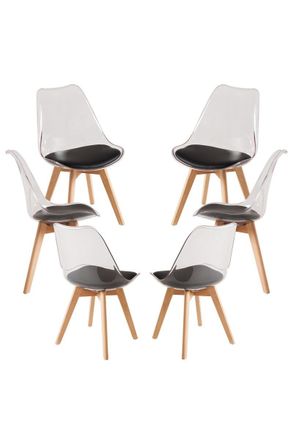 Regalos Miguel Packs Sillas Comedor - Pack 6 Sillas Synk Transparente Asiento - Negro