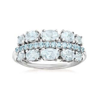 Ross-Simons 1.00 Aquamarine and.20 Swiss Blue Topaz Ring in Sterling Silver