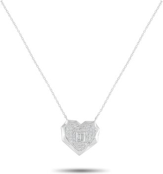 Luxury Bazaar 14K White Gold 0.40ct Diamond Heart Pendant Necklace PN16832-W