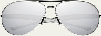 Bottega Veneta Curved Metal Aviator Sunglasses