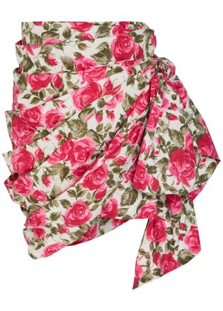 Chlo&eacute; Floral-print Cotton-poplin Knee-length Wrap Skirt - Pink - 40 (UK12 / M)