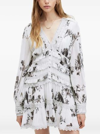 AllSaints Zora Iona floral-detail mini dress - Wit