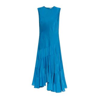 Tory Burch Tory Burch, Midi Dresses, female, Blue, Size: XS Flared Cotton Silk Dress