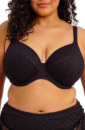 Elomi Bazaruto Underwire Plunge Bikini Top in Black at Nordstrom, Size 34Gg