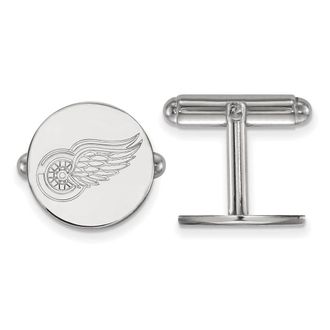 Diamond2Deal Sterling Silver Rhodium-plated Detroit Red Wings Cuff Links