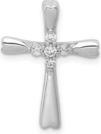 Diamond2Deal 10K Gold 1/6ct. 5-Stone Diamond Cross Chain Slide Pendant
