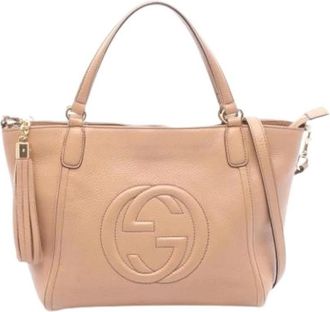 Gucci Pre-owned Vintage Tote Bag - Dames - Vintage Shopper - Beige - ONE Size - Leer - Vintage