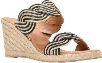 Andr&eacute; Assous Nolita Twist Wedge Slide Sandal in Natural/Black at Nordstrom, Size 10