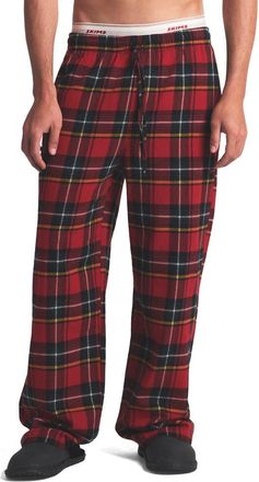SKIMS Cotton Flannel Pajama Pants in Brick Holiday Plaid at Nordstrom, Size X-Large