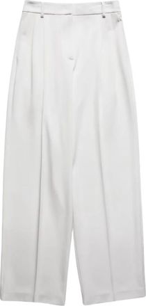 Patrizia Pepe Gelede Pantalon met Wijde Pijpen van Gabardine - Dames - Wijde Broeken - Wit - M - Broeken