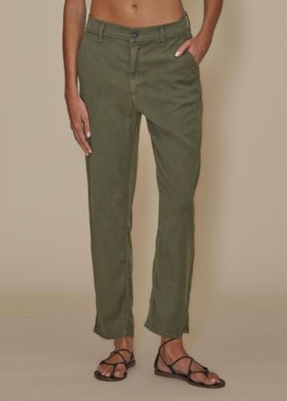 LE JEAN Sloane Slim Fit Trousers In Olive Green