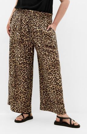 City Chic Resort Print Pants in Leopard at Nordstrom, Size Xxxs