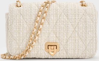 Charles & Keith Arwen Tweed Diamond-Quilt Braided-Strap Shoulder Bag