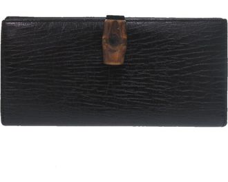 Gucci Black Brown Leather Long Wallet (Bi-Fold) (Pre-Owned)