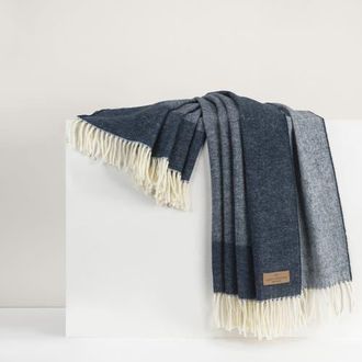 Lands Downunder Border Herringbone Throw in Navy at Nordstrom